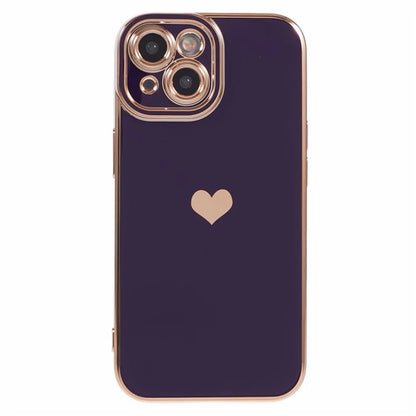 For iPhone 15 Plus TPU Case 6D Electroplating Love Heart Phone Cover