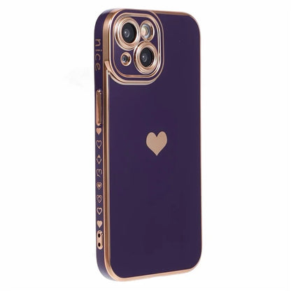 For iPhone 15 Plus TPU Case 6D Electroplating Love Heart Phone Cover