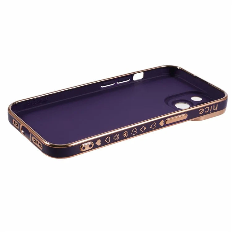 For iPhone 15 Plus TPU Case 6D Electroplating Love Heart Phone Cover