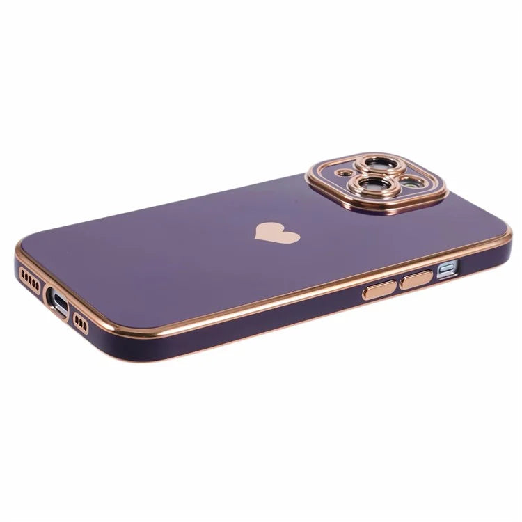 For iPhone 15 Plus TPU Case 6D Electroplating Love Heart Phone Cover