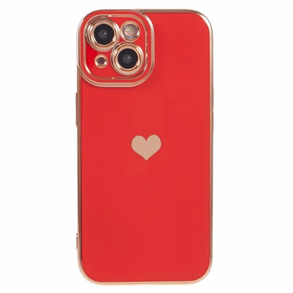 For iPhone 15 Plus TPU Case 6D Electroplating Love Heart Phone Cover