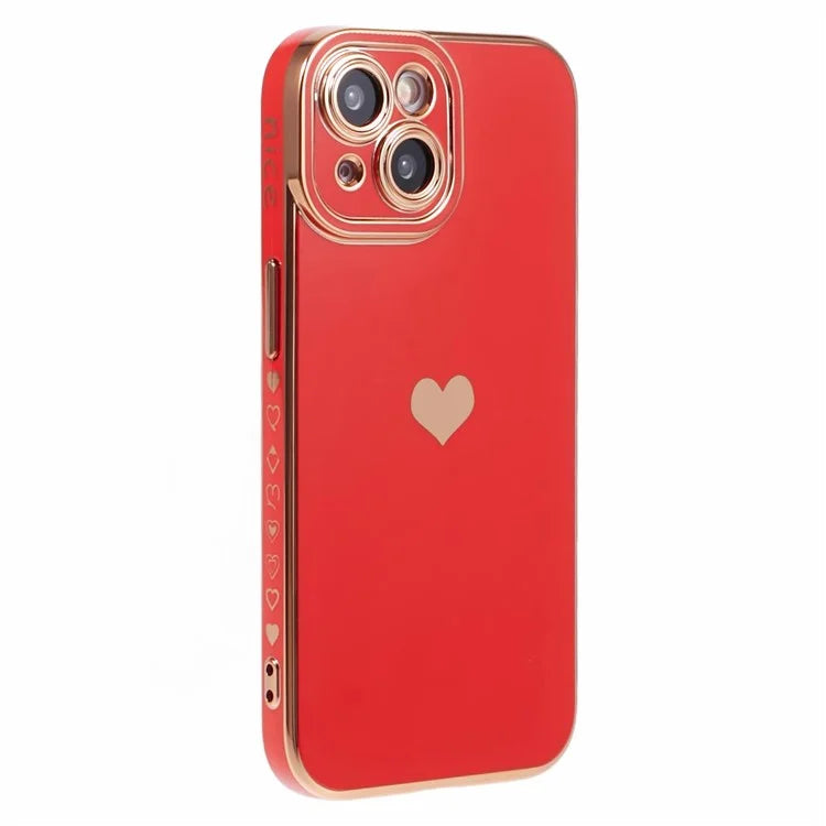 For iPhone 15 Plus TPU Case 6D Electroplating Love Heart Phone Cover