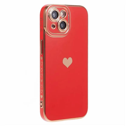 For iPhone 15 Plus TPU Case 6D Electroplating Love Heart Phone Cover