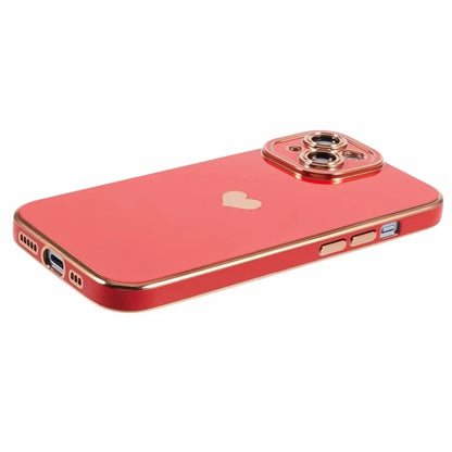 For iPhone 15 Plus TPU Case 6D Electroplating Love Heart Phone Cover