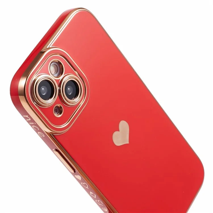 For iPhone 15 Plus TPU Case 6D Electroplating Love Heart Phone Cover