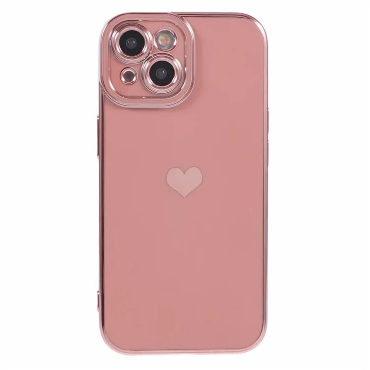 For iPhone 15 Plus TPU Case 6D Electroplating Love Heart Phone Cover