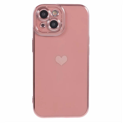 For iPhone 15 Plus TPU Case 6D Electroplating Love Heart Phone Cover