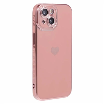 For iPhone 15 Plus TPU Case 6D Electroplating Love Heart Phone Cover