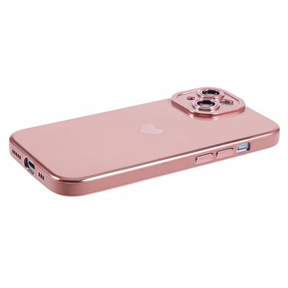 For iPhone 15 Plus TPU Case 6D Electroplating Love Heart Phone Cover
