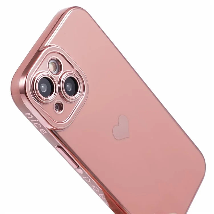 For iPhone 15 Plus TPU Case 6D Electroplating Love Heart Phone Cover