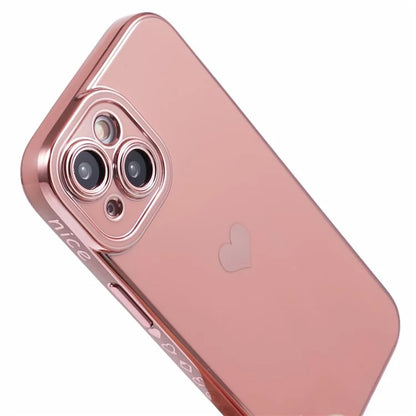 For iPhone 15 Plus TPU Case 6D Electroplating Love Heart Phone Cover