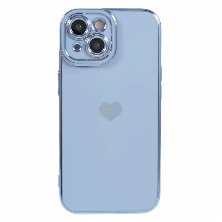 For iPhone 15 Plus TPU Case 6D Electroplating Love Heart Phone Cover