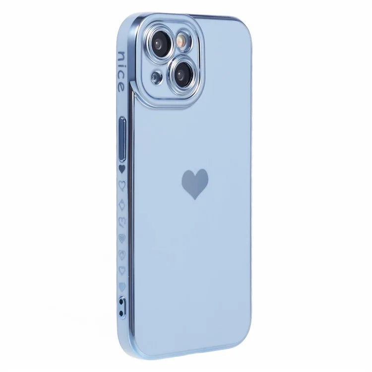For iPhone 15 Plus TPU Case 6D Electroplating Love Heart Phone Cover
