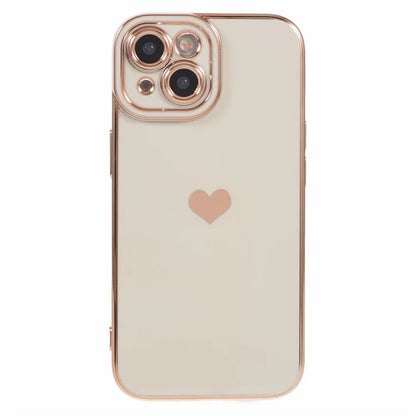 For iPhone 15 Plus TPU Case 6D Electroplating Love Heart Phone Cover