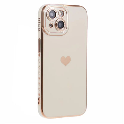 For iPhone 15 Plus TPU Case 6D Electroplating Love Heart Phone Cover