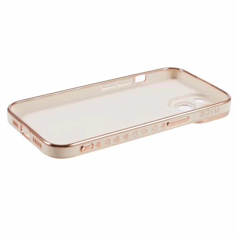 For iPhone 15 Plus TPU Case 6D Electroplating Love Heart Phone Cover