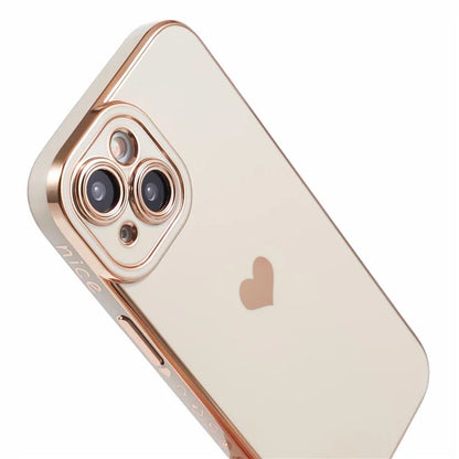 For iPhone 15 Plus TPU Case 6D Electroplating Love Heart Phone Cover
