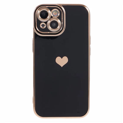 For iPhone 15 Plus TPU Case 6D Electroplating Love Heart Phone Cover