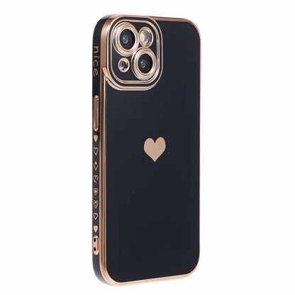 For iPhone 15 Plus TPU Case 6D Electroplating Love Heart Phone Cover