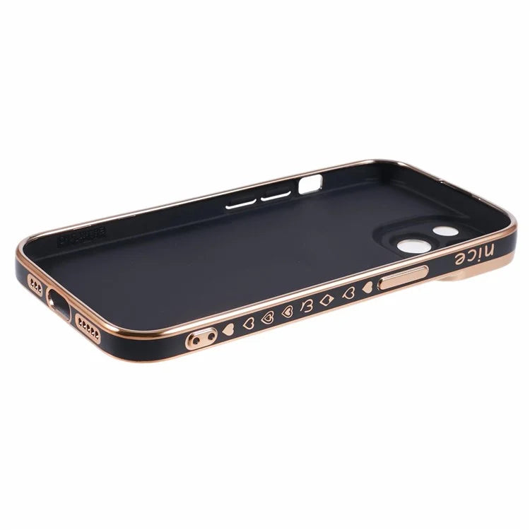 For iPhone 15 Plus TPU Case 6D Electroplating Love Heart Phone Cover