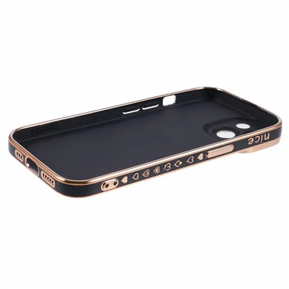 For iPhone 15 Plus TPU Case 6D Electroplating Love Heart Phone Cover