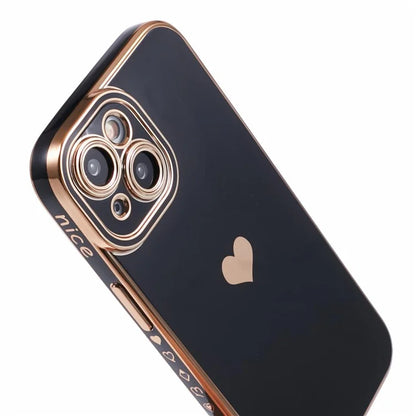 For iPhone 15 Plus TPU Case 6D Electroplating Love Heart Phone Cover