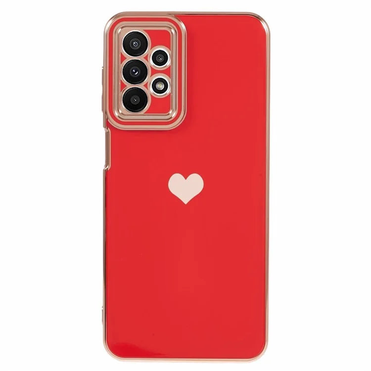 For Samsung Galaxy A23 4G / A23 5G (Global Version) Case 6D Electroplating Love Heart TPU Phone Cover