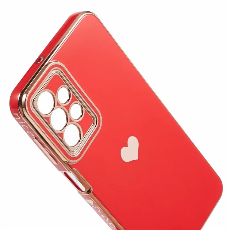 For Samsung Galaxy A23 4G / A23 5G (Global Version) Case 6D Electroplating Love Heart TPU Phone Cover