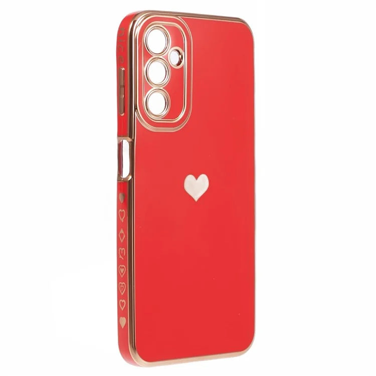 For Samsung Galaxy A14 5G / A14 4G TPU Case 6D Electroplating Love Heart Slim Phone Cover