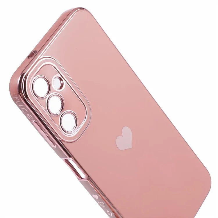 For Samsung Galaxy A14 5G / A14 4G TPU Case 6D Electroplating Love Heart Slim Phone Cover