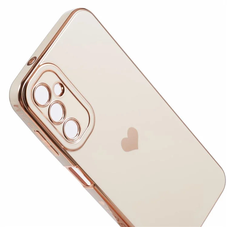 For Samsung Galaxy A14 5G / A14 4G TPU Case 6D Electroplating Love Heart Slim Phone Cover