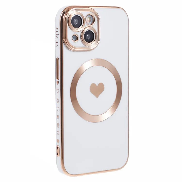 For iPhone 15 Plus Shockproof Case 6D Electroplating TPU Phone Cover Compatible with MagSafe