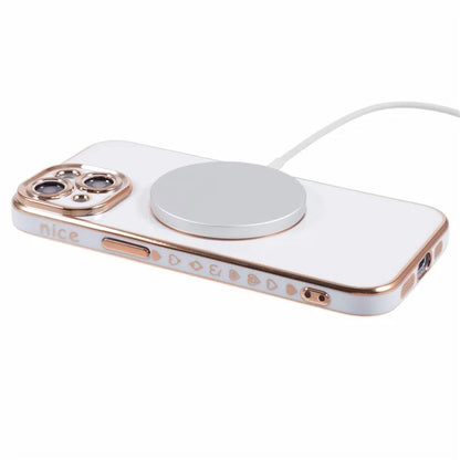 For iPhone 15 Plus Shockproof Case 6D Electroplating TPU Phone Cover Compatible with MagSafe