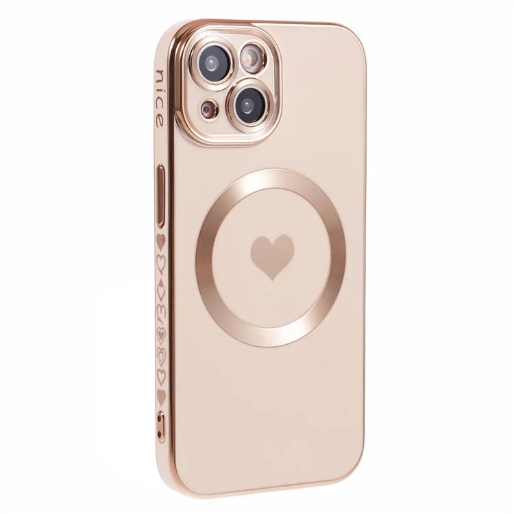 For iPhone 15 Plus Shockproof Case 6D Electroplating TPU Phone Cover Compatible with MagSafe