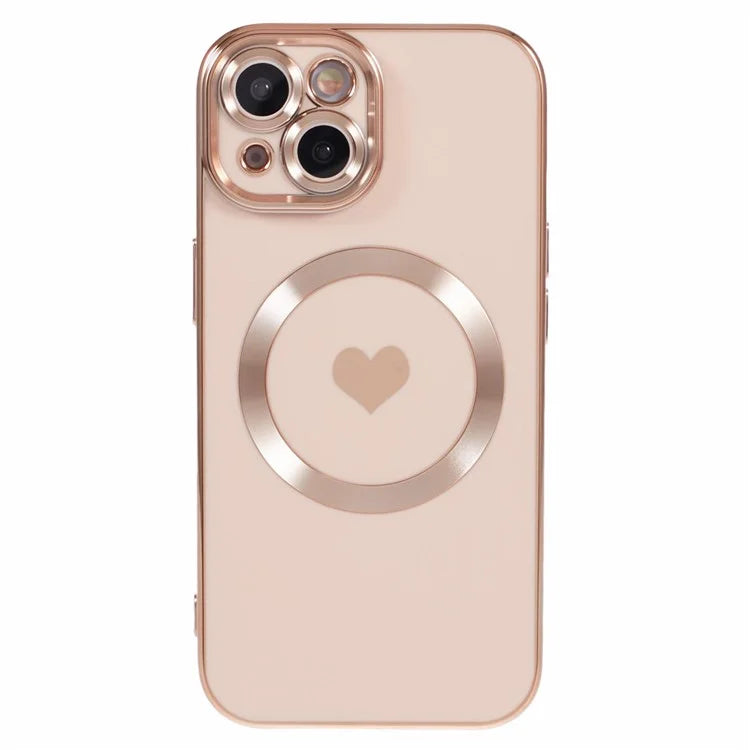 For iPhone 15 Plus Shockproof Case 6D Electroplating TPU Phone Cover Compatible with MagSafe