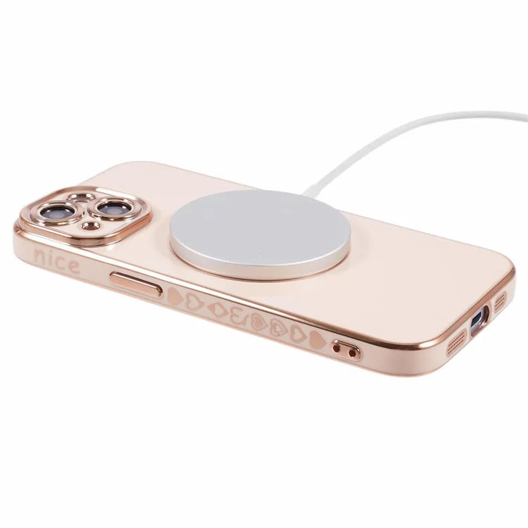For iPhone 15 Plus Shockproof Case 6D Electroplating TPU Phone Cover Compatible with MagSafe