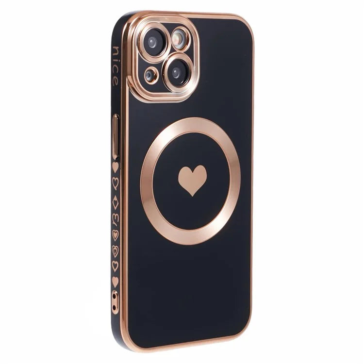 For iPhone 15 Plus Shockproof Case 6D Electroplating TPU Phone Cover Compatible with MagSafe
