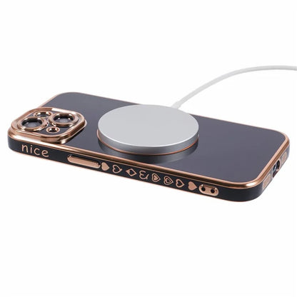 For iPhone 15 Plus Shockproof Case 6D Electroplating TPU Phone Cover Compatible with MagSafe