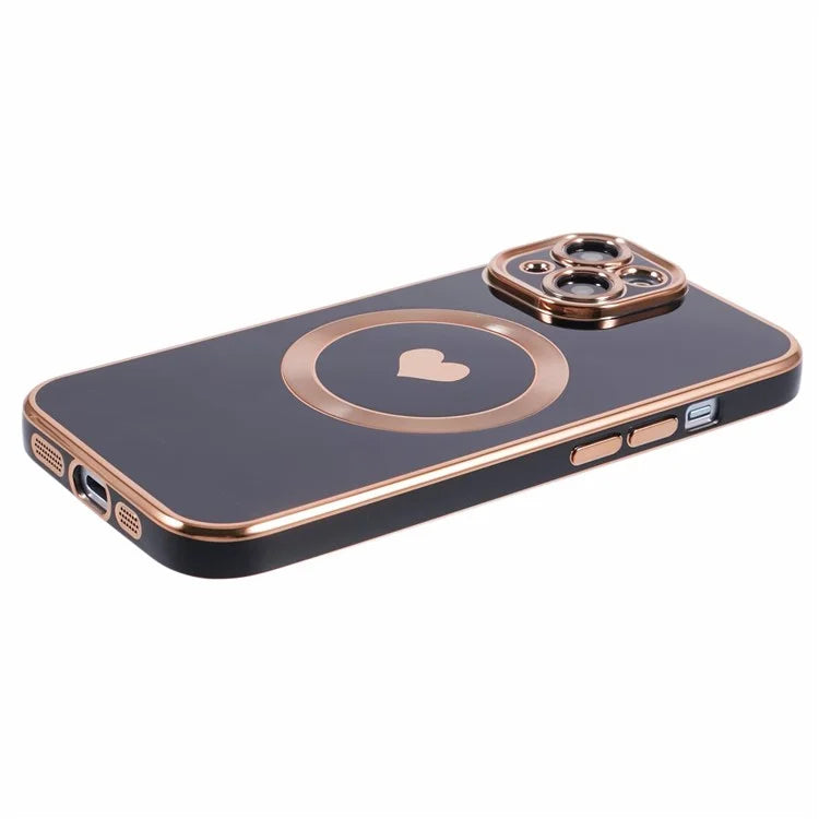 For iPhone 15 Plus Shockproof Case 6D Electroplating TPU Phone Cover Compatible with MagSafe
