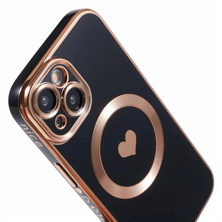 For iPhone 15 Plus Shockproof Case 6D Electroplating TPU Phone Cover Compatible with MagSafe