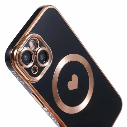 For iPhone 15 Plus Shockproof Case 6D Electroplating TPU Phone Cover Compatible with MagSafe