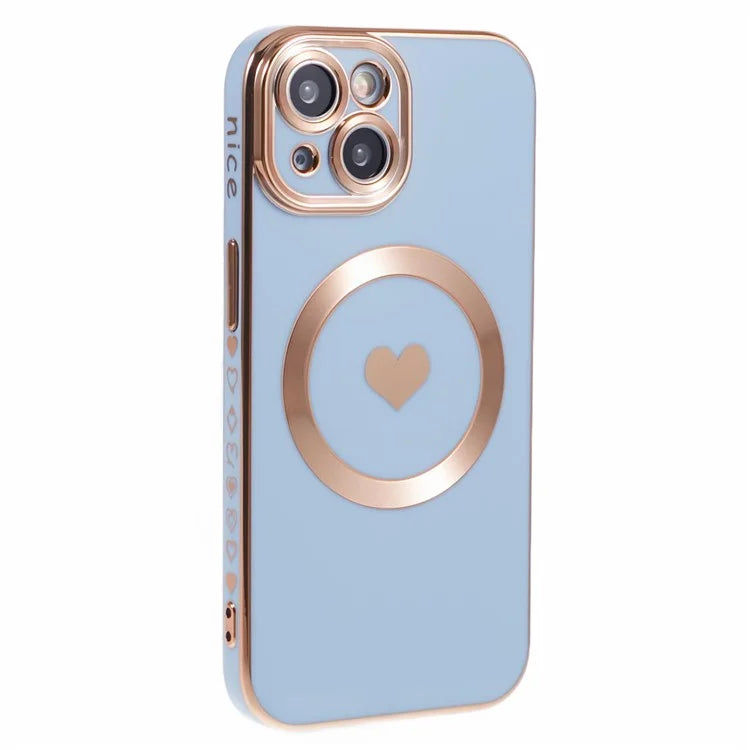For iPhone 15 Plus Shockproof Case 6D Electroplating TPU Phone Cover Compatible with MagSafe