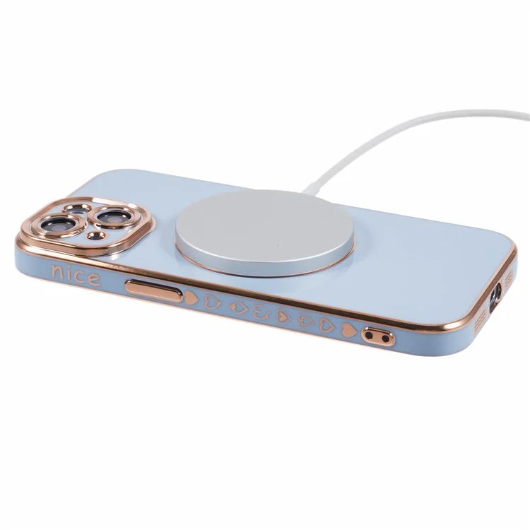 For iPhone 15 Plus Shockproof Case 6D Electroplating TPU Phone Cover Compatible with MagSafe