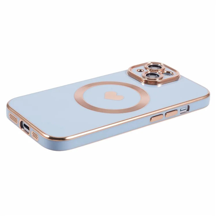 For iPhone 15 Plus Shockproof Case 6D Electroplating TPU Phone Cover Compatible with MagSafe