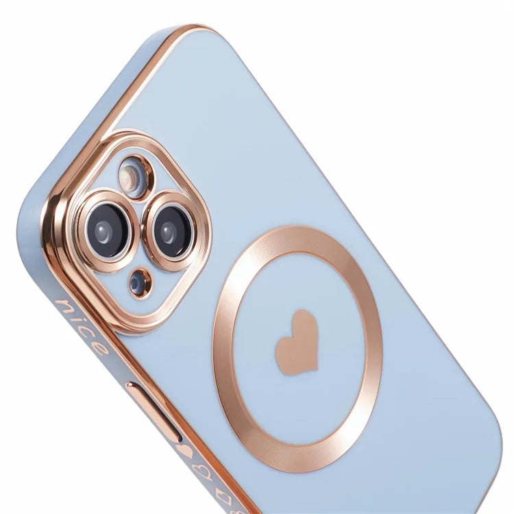For iPhone 15 Plus Shockproof Case 6D Electroplating TPU Phone Cover Compatible with MagSafe