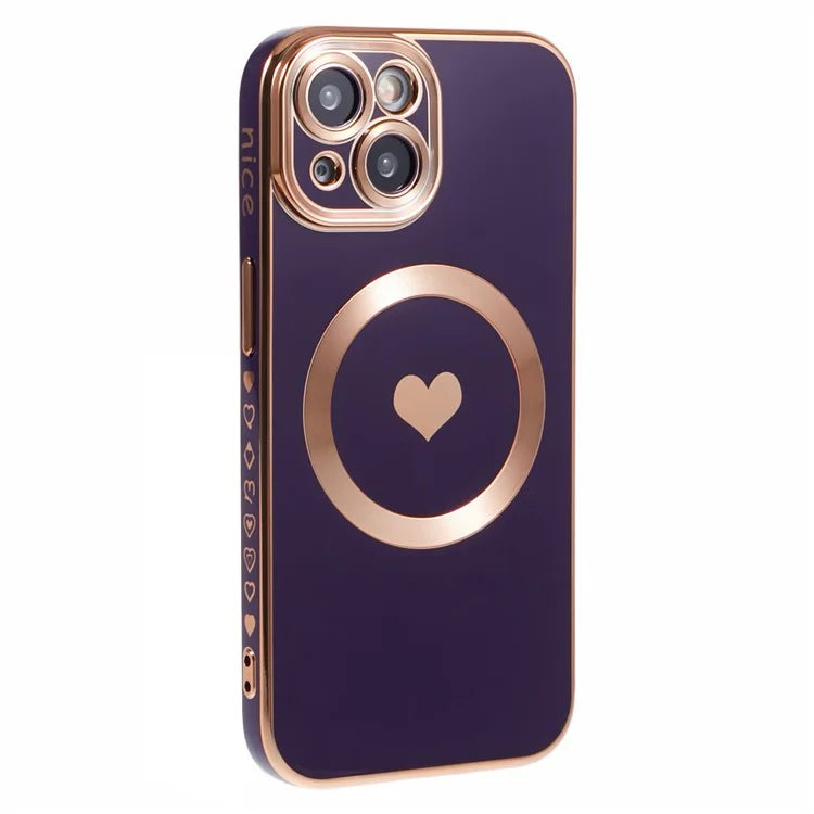 For iPhone 15 Plus Shockproof Case 6D Electroplating TPU Phone Cover Compatible with MagSafe
