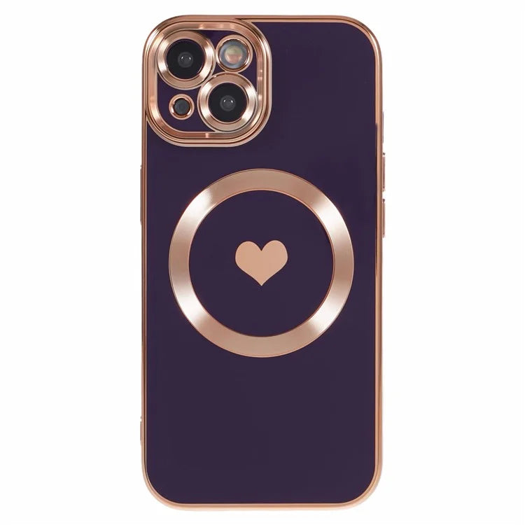 For iPhone 15 Plus Shockproof Case 6D Electroplating TPU Phone Cover Compatible with MagSafe