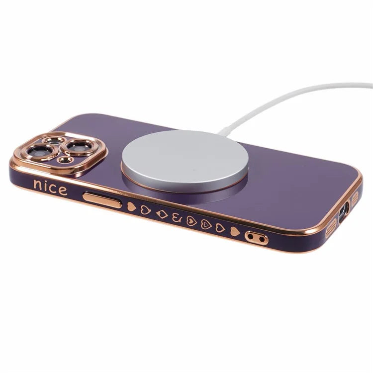 For iPhone 15 Plus Shockproof Case 6D Electroplating TPU Phone Cover Compatible with MagSafe