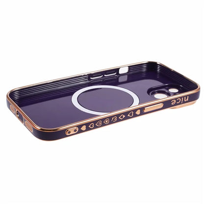 For iPhone 15 Plus Shockproof Case 6D Electroplating TPU Phone Cover Compatible with MagSafe