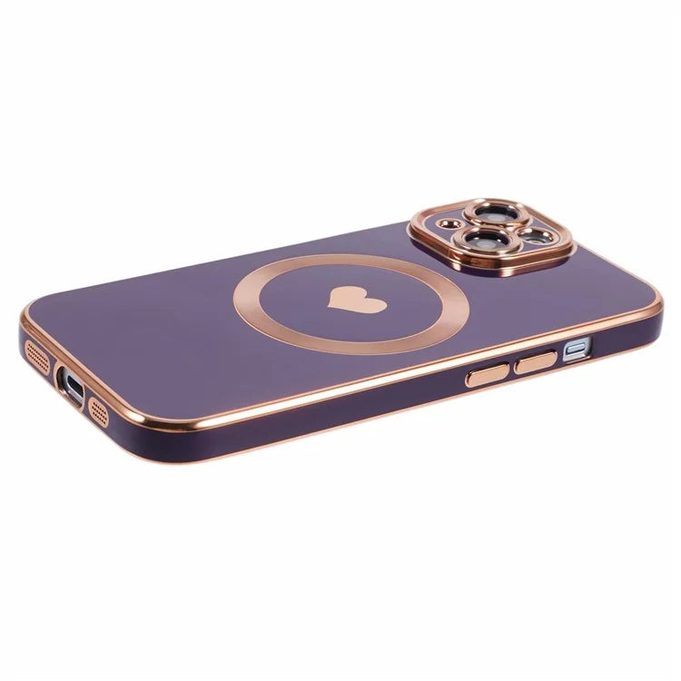 For iPhone 15 Plus Shockproof Case 6D Electroplating TPU Phone Cover Compatible with MagSafe